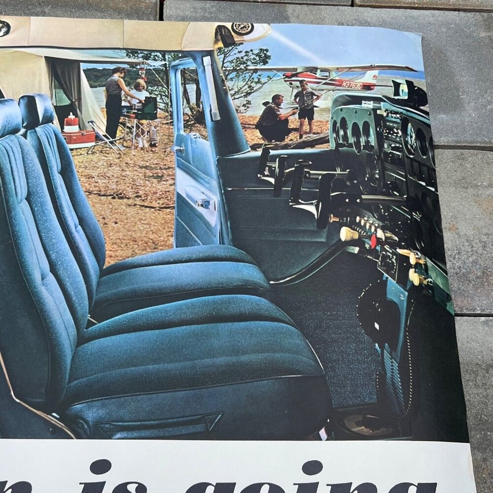 Cessna Skyhawk Vtg Orig Advertising Poster "Half the fun is going" 22-1/2x28-3/8 - Picture 8 of 14